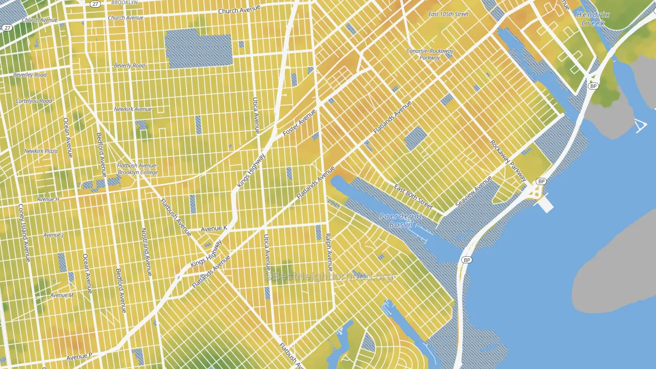 Bike Grade map of Paerdegat, Brooklyn, NY