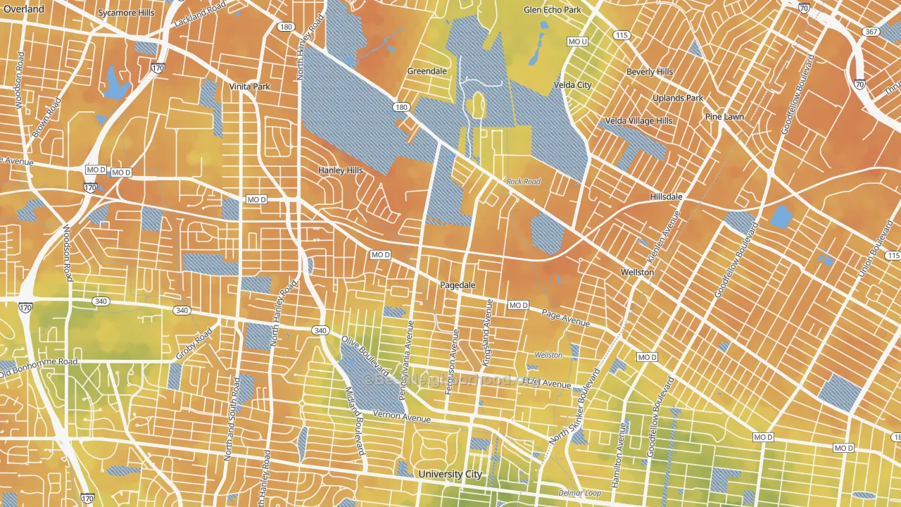 Bike Grade map of Pagedale, MO