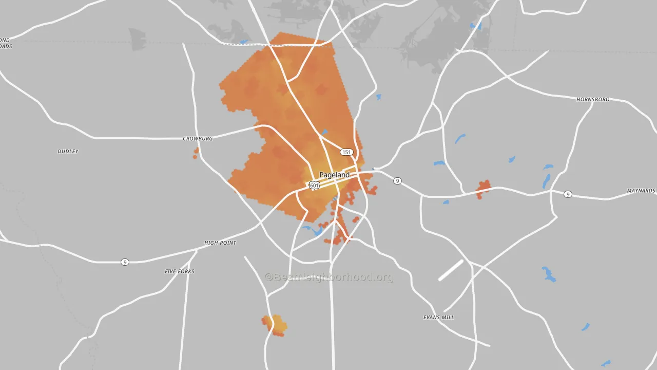 Bike Grade map of Pageland, SC
