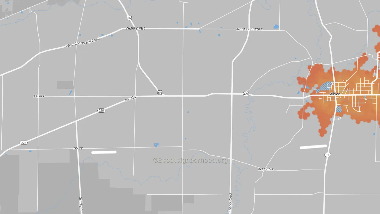 Bike Grade map of Pageville, PA
