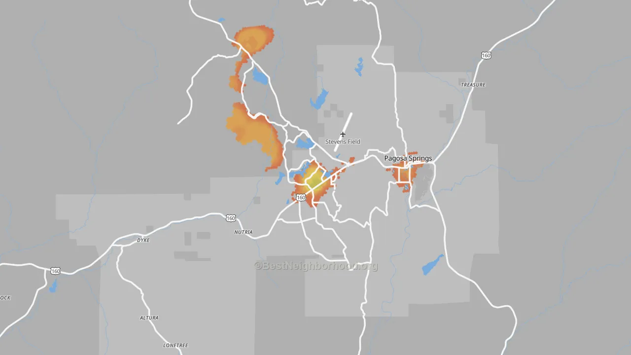 Bike Grade map of Pagosa Springs, CO