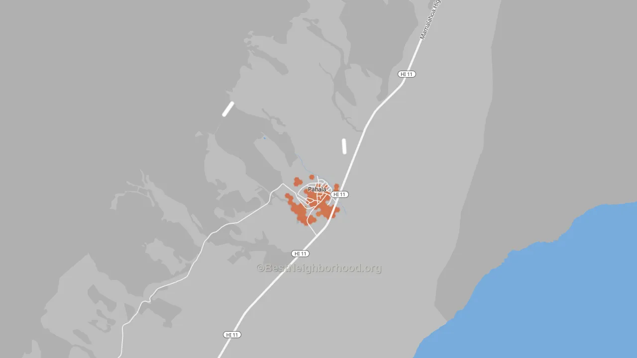 Bike Grade map of Pahala, HI