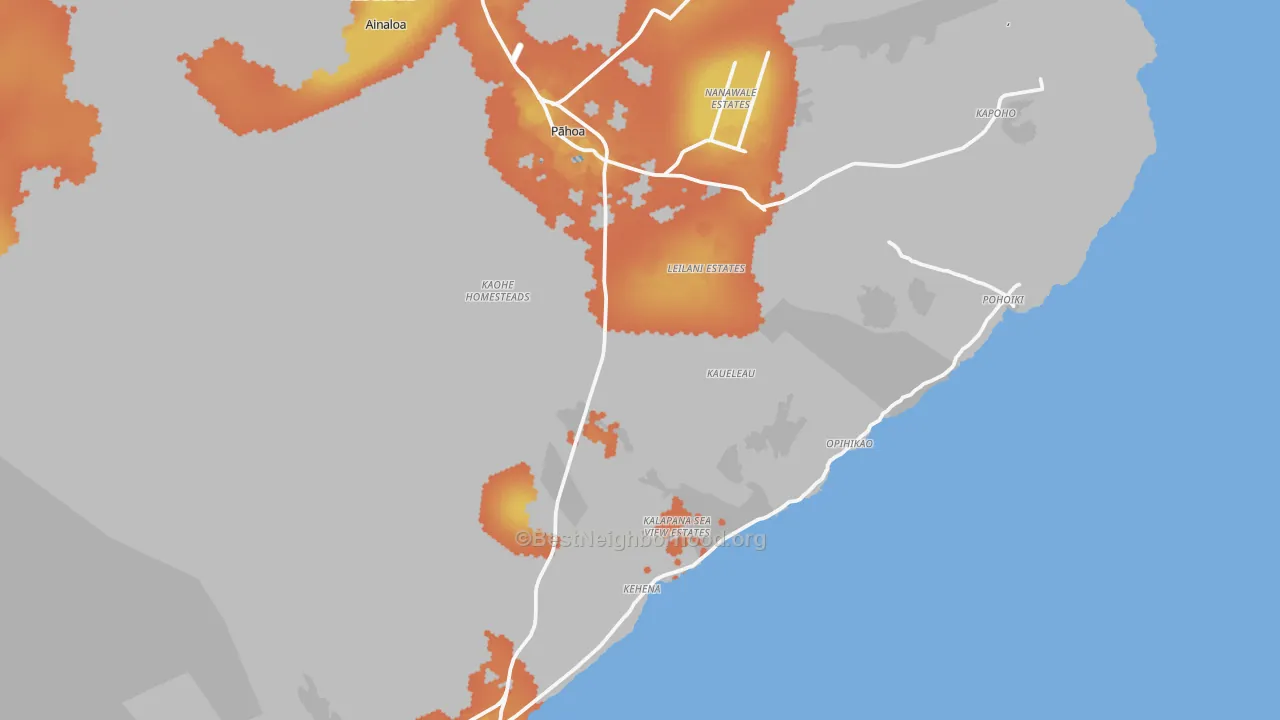 Bike Grade map of Pahoa, HI