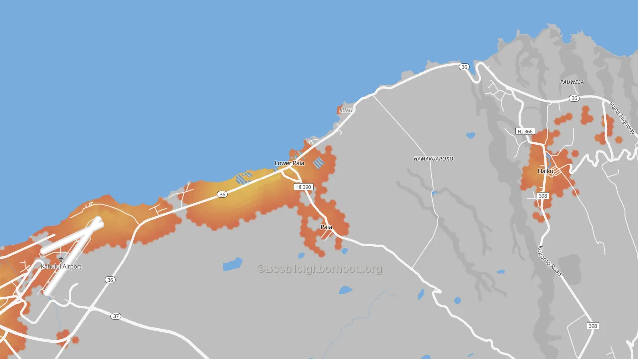 Bike Grade map of Paia, HI