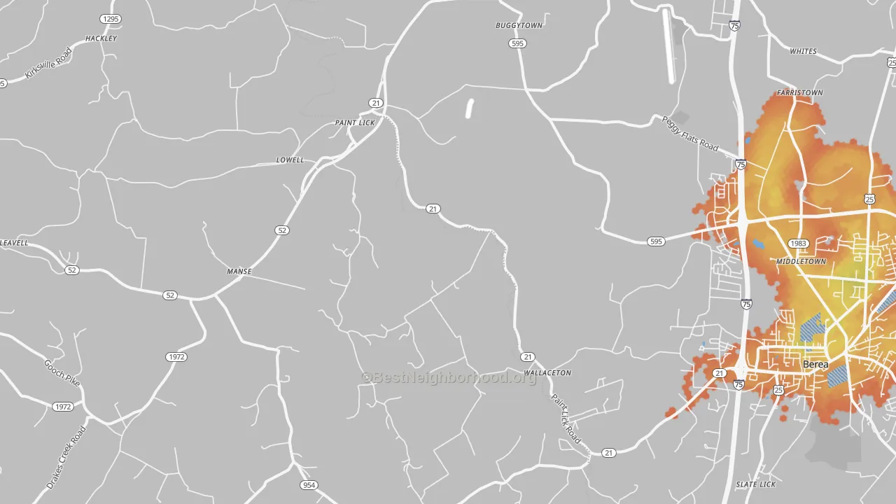 Bike Grade map of Paint Lick, KY