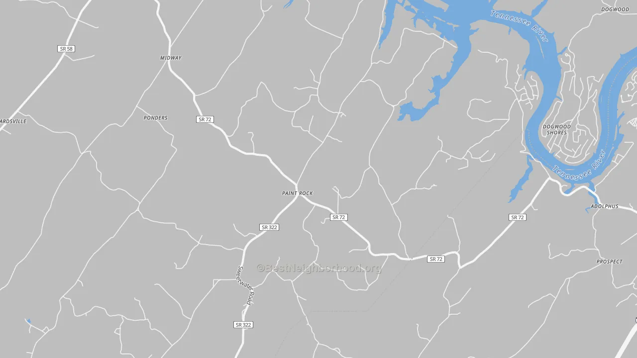 Bike Grade map of Paint Rock, TN