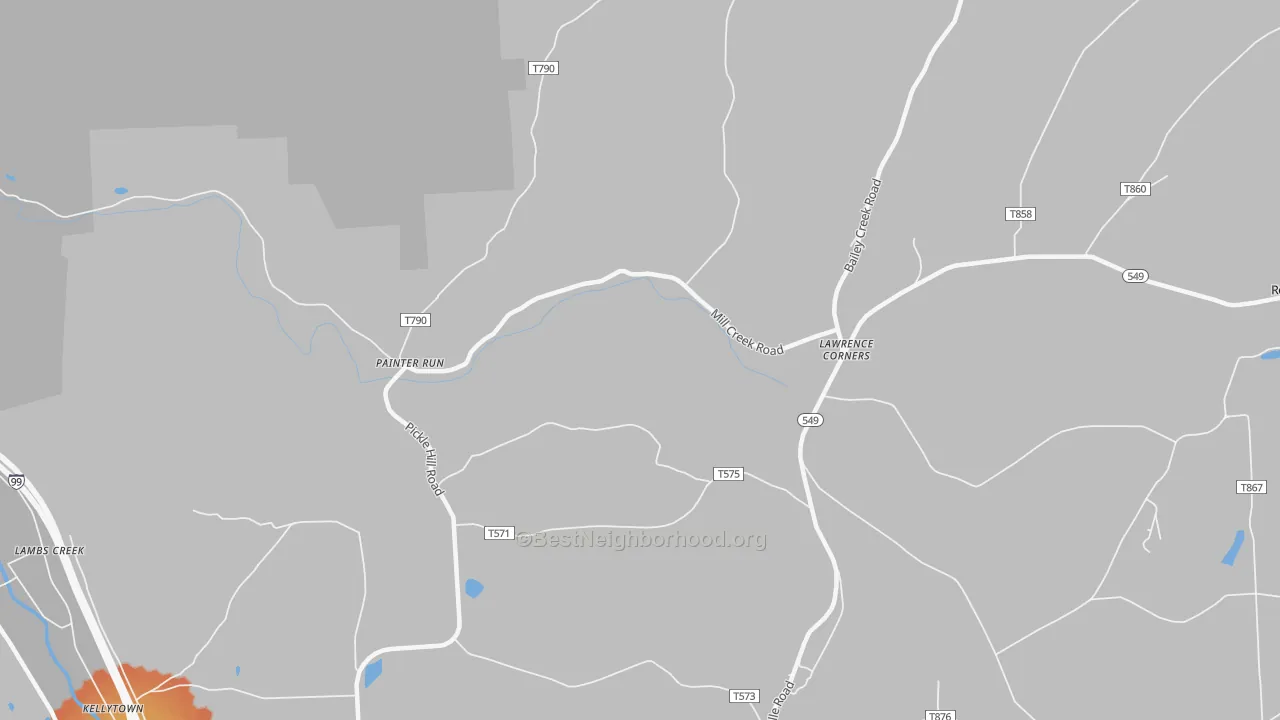 Bike Grade map of Painter Run, PA