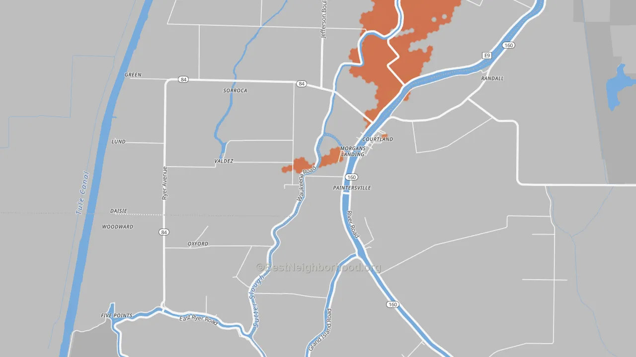 Bike Grade map of Paintersville, CA