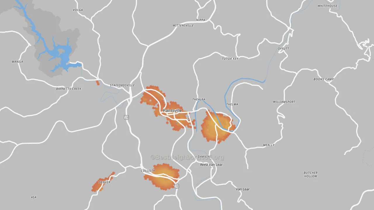 Bike Grade map of Paintsville, KY