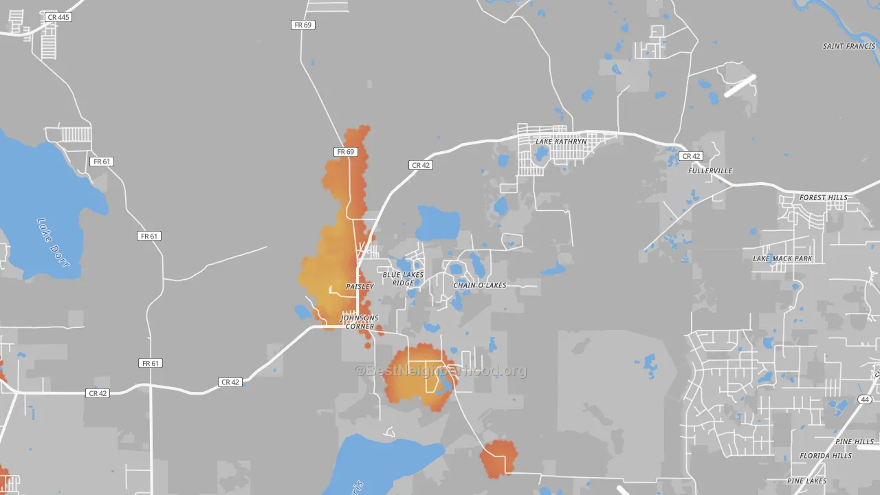 Bike Grade map of Paisley, FL