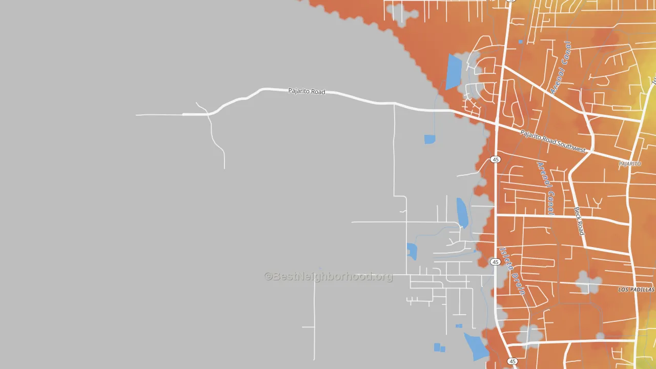 Bike Grade map of Pajarito, NM