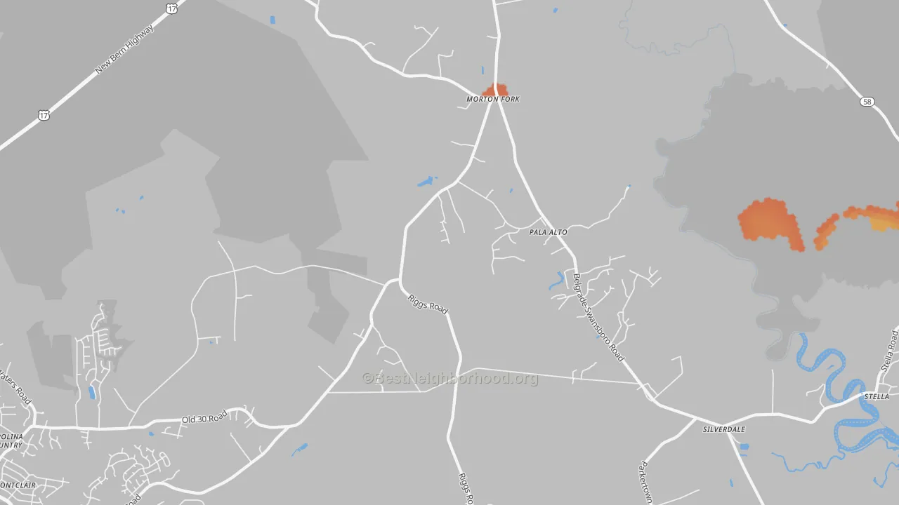 Bike Grade map of Pala Alto, NC