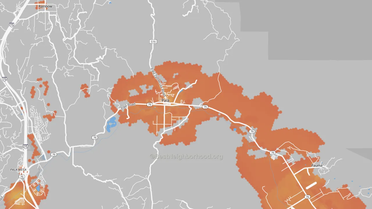 Bike Grade map of Pala, CA
