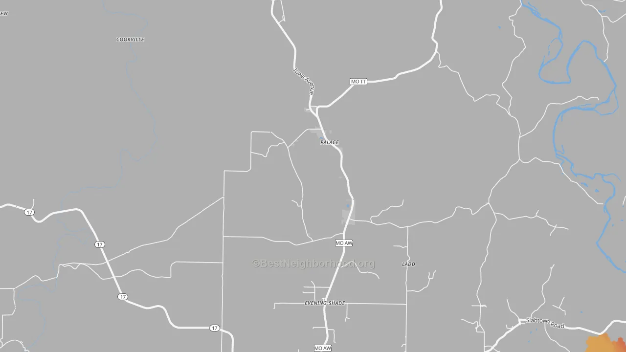 Bike Grade map of Palace, MO