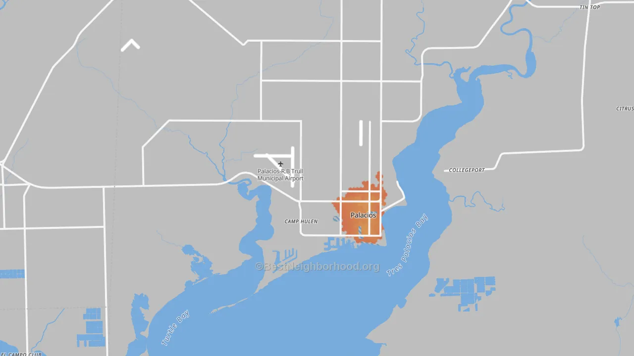 Bike Grade map of Palacios, TX