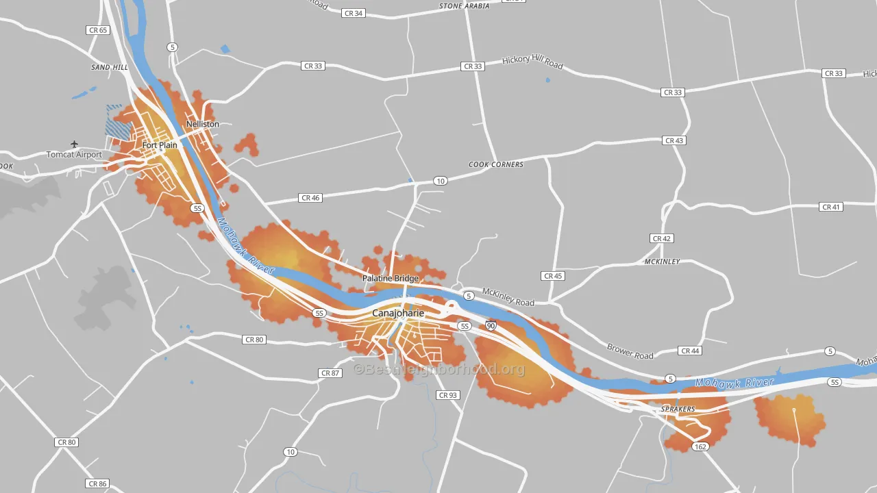 Bike Grade map of Palatine Bridge, NY