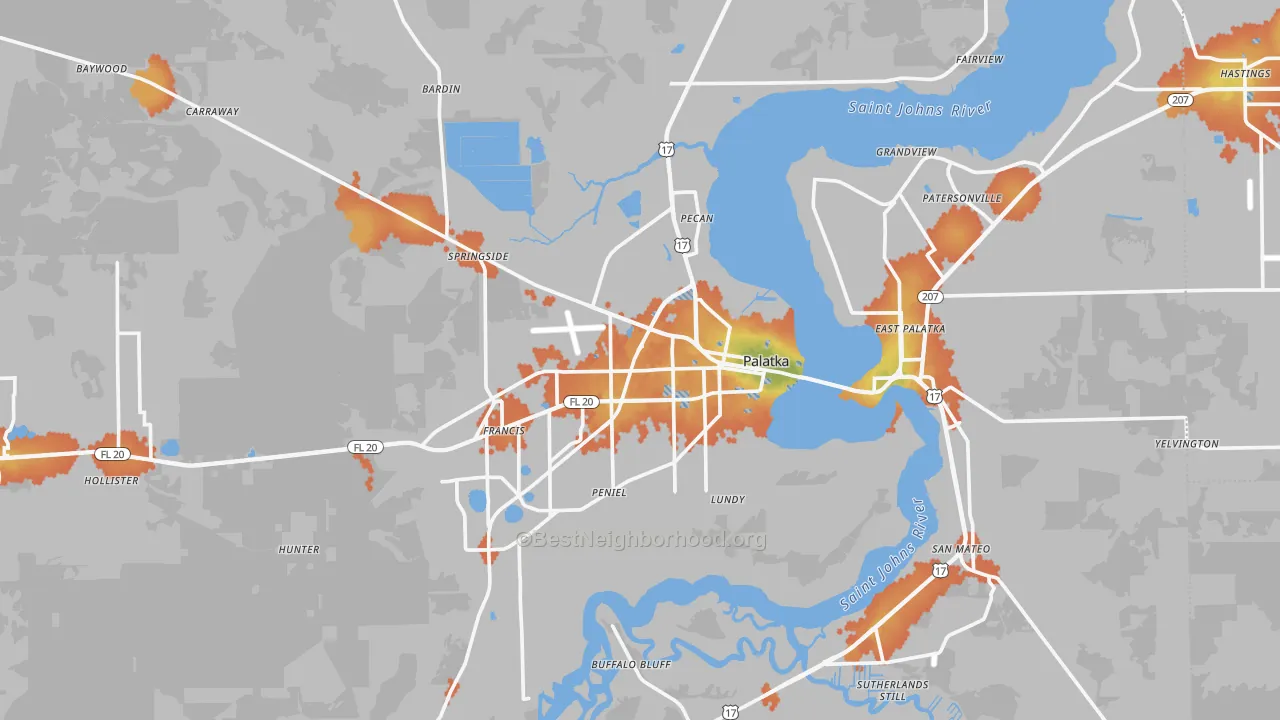 Bike Grade map of Palatka, FL
