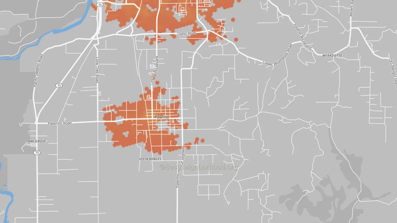 Bike Grade map of Palermo, CA