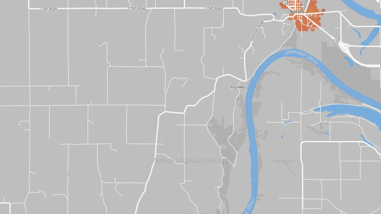 Bike Grade map of Palermo, KS