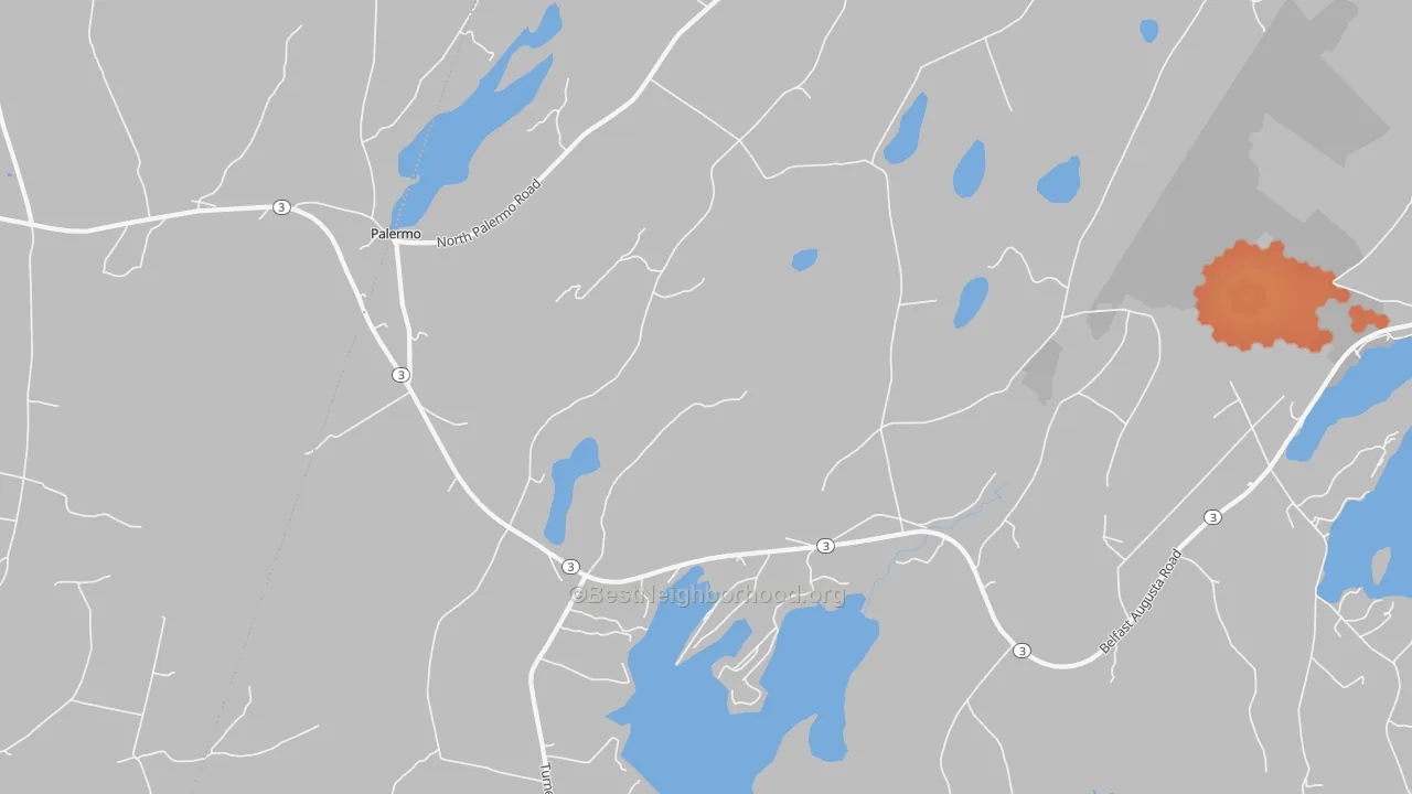 Bike Grade map of Palermo, ME
