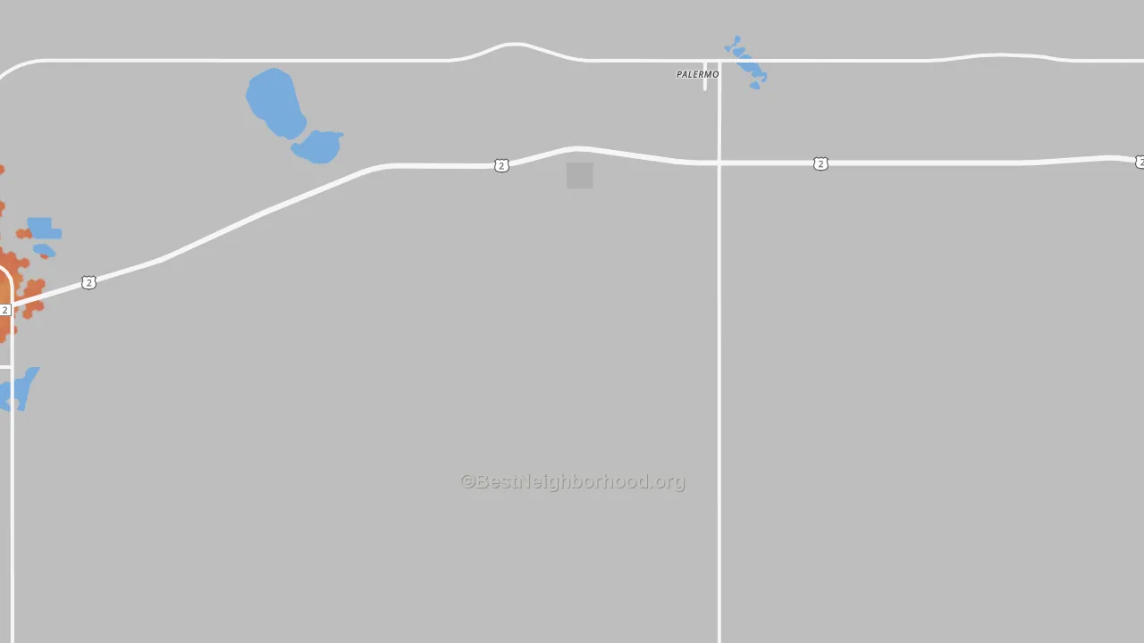 Bike Grade map of Palermo, ND