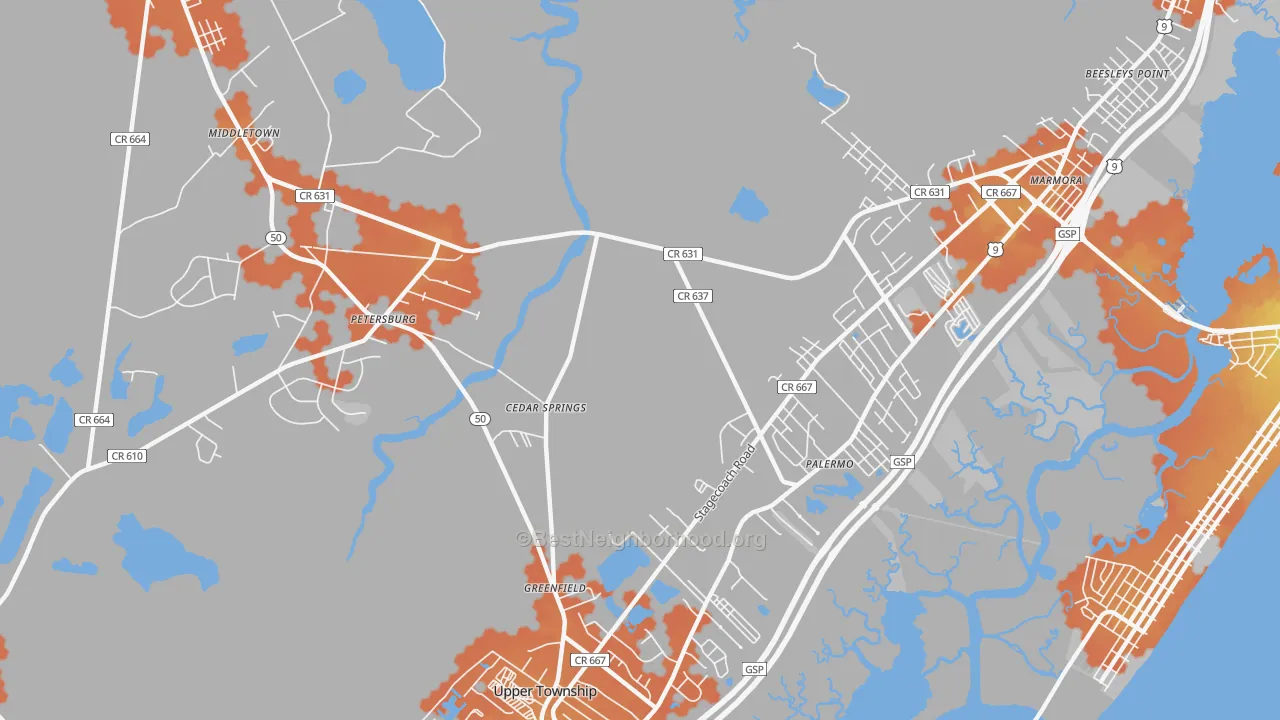 Bike Grade map of Palermo, NJ