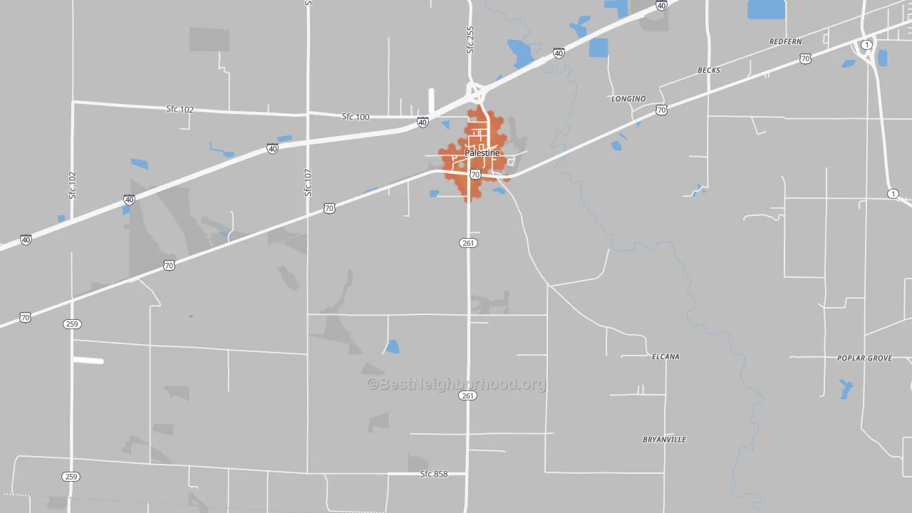 Bike Grade map of Palestine, AR