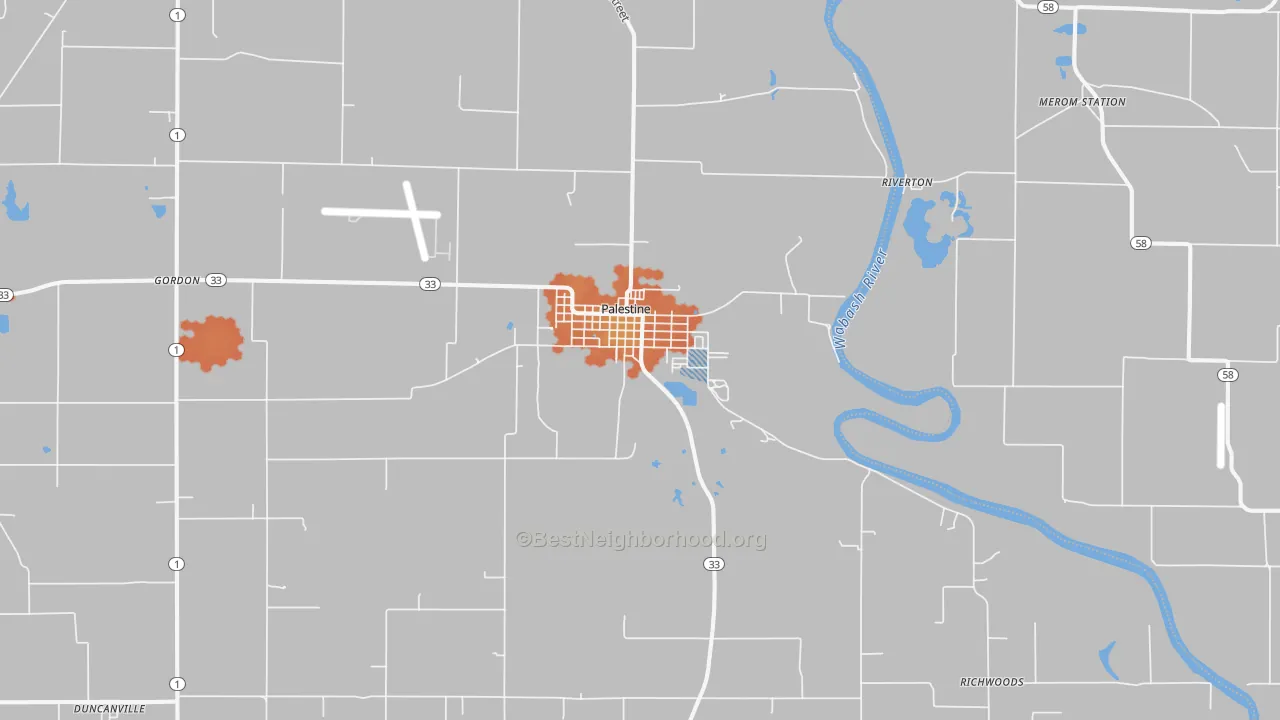 Bike Grade map of Palestine, IL