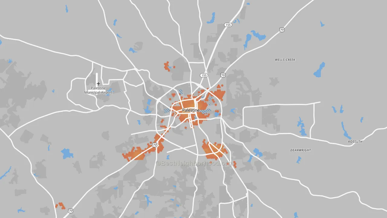 Bike Grade map of Palestine, TX
