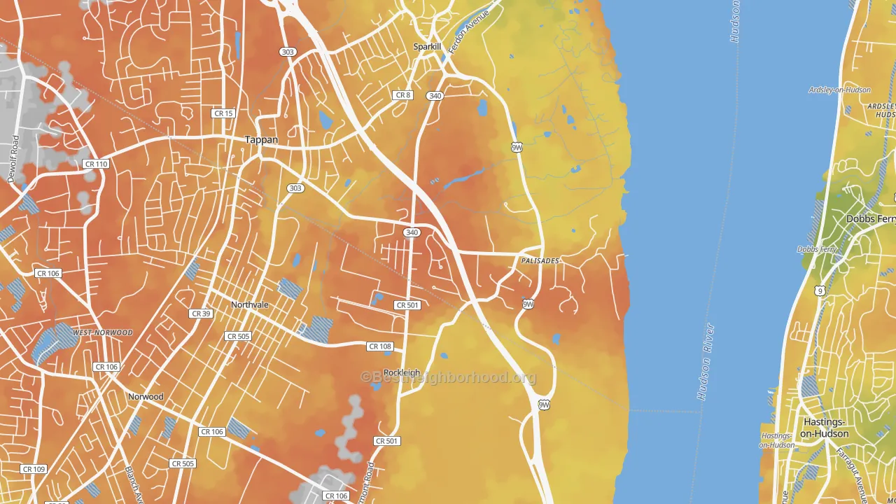 Bike Grade map of Palisades, NY