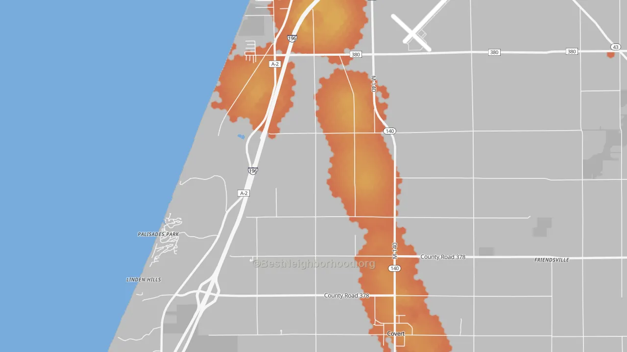 Bike Grade map of Palisades Park, MI