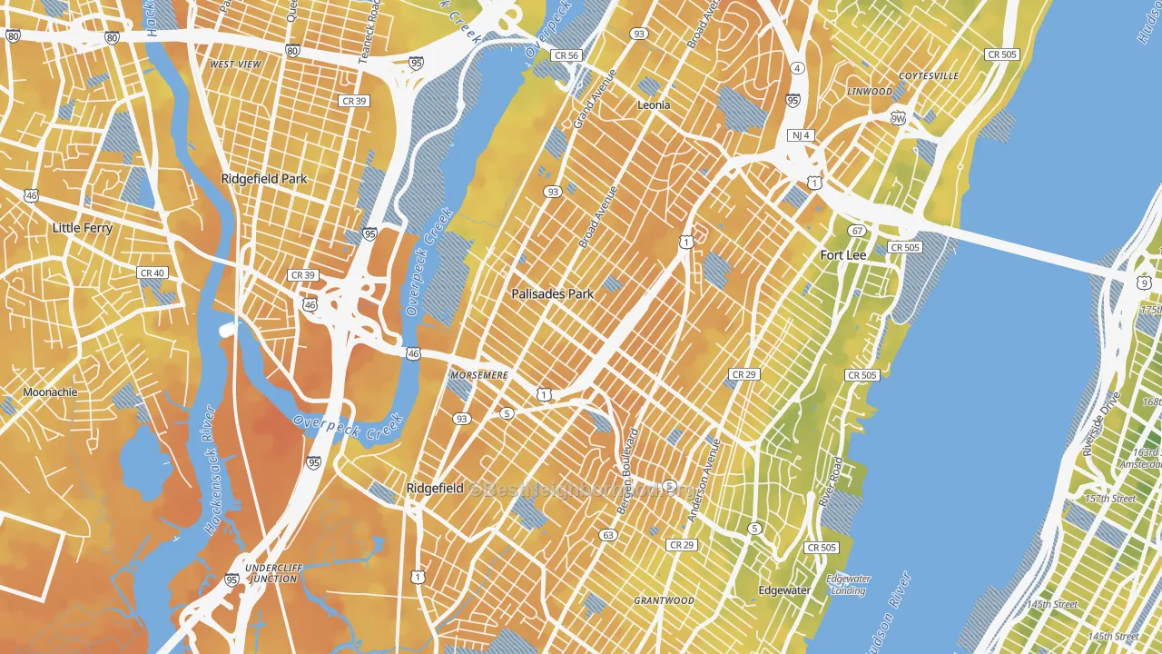 Bike Grade map of Palisades Park, NJ