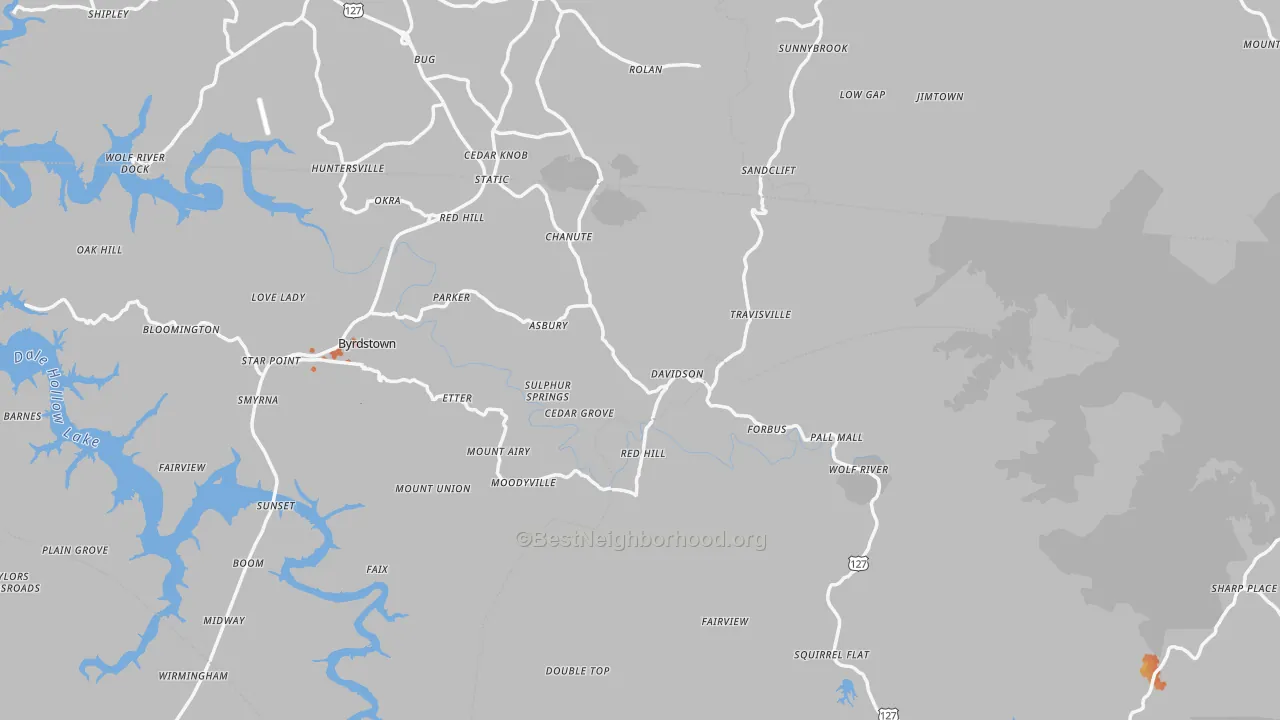 Bike Grade map of Pall Mall, TN