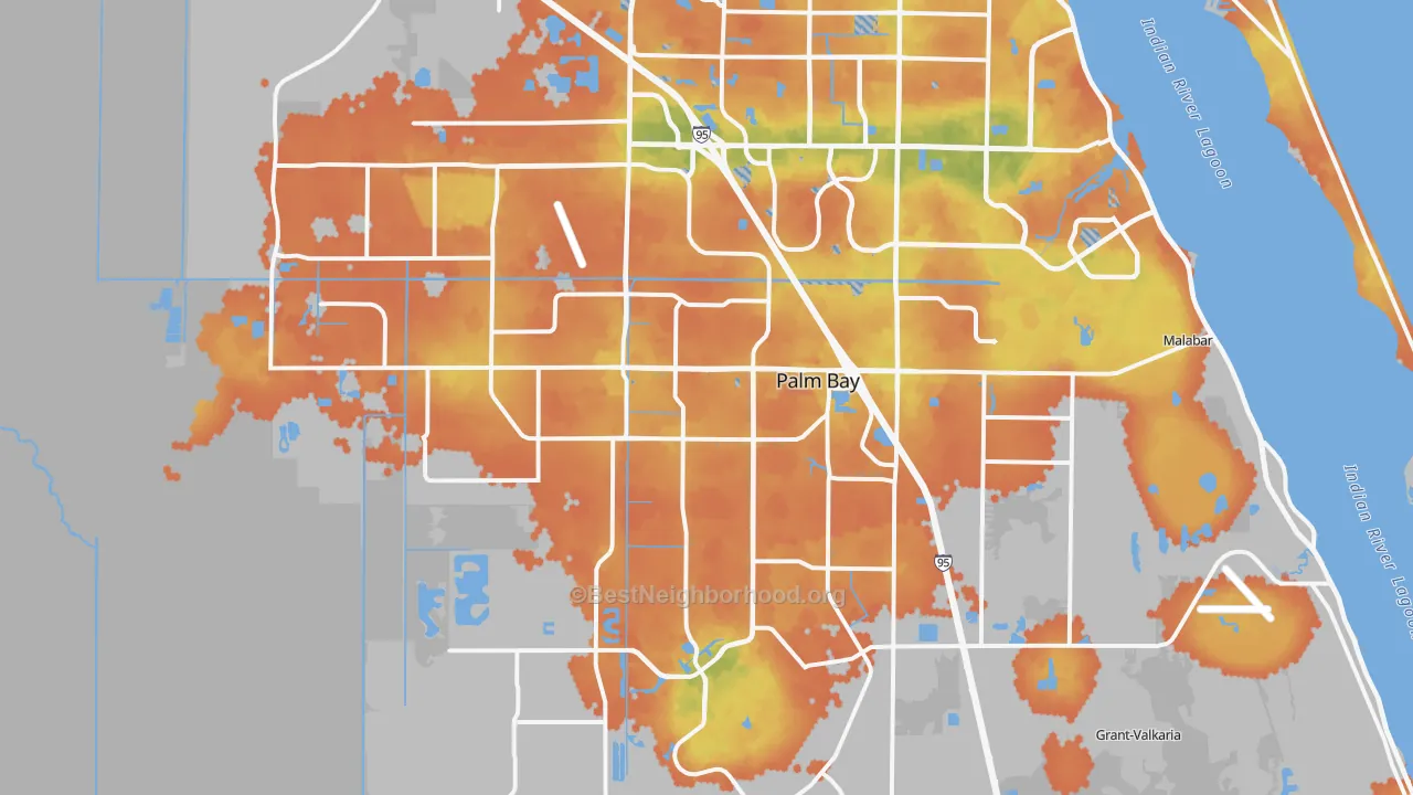 Bike Grade map of Palm Bay, FL