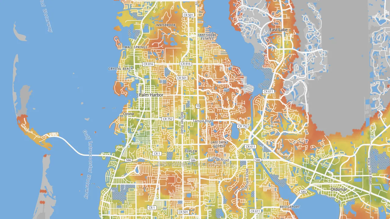 Bike Grade map of Palm Harbor, FL
