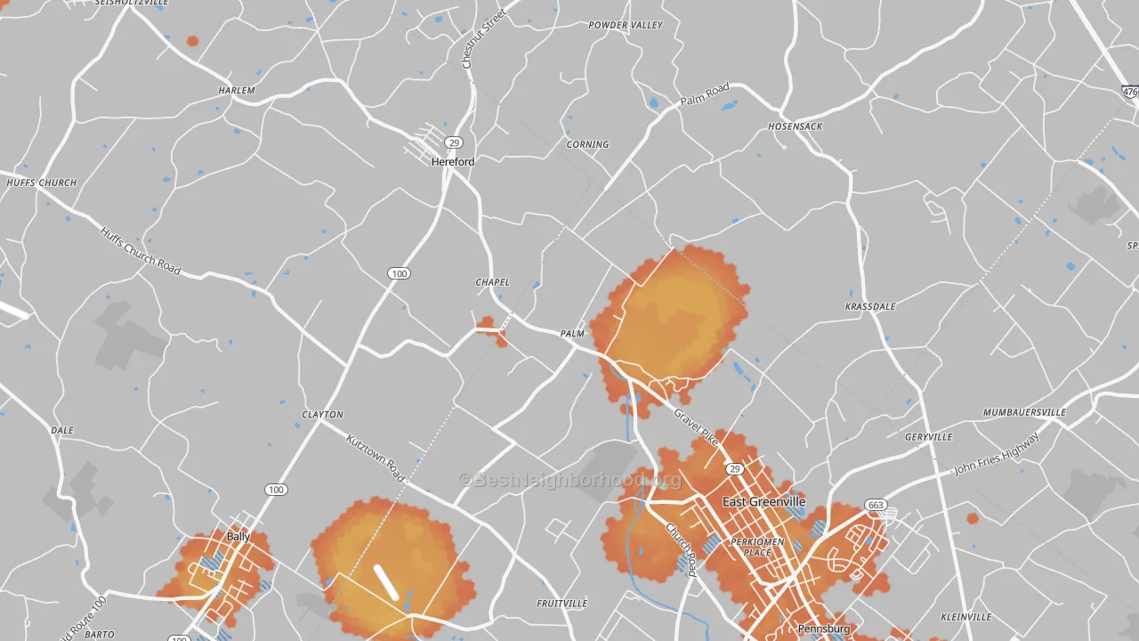 Bike Grade map of Palm, PA