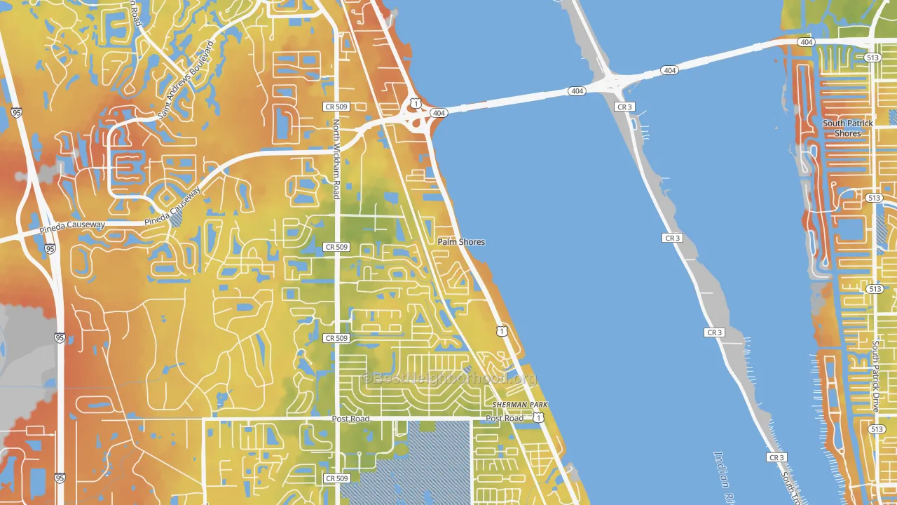 Bike Grade map of Palm Shores, FL