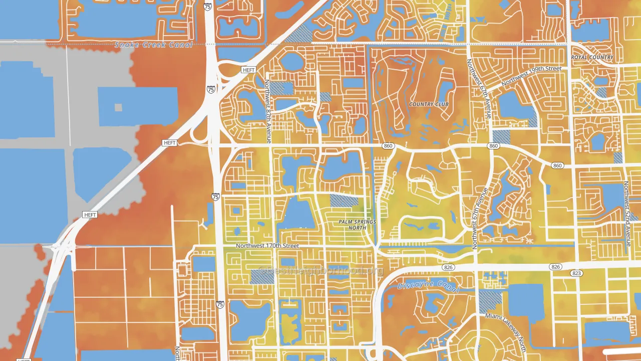 Bike Grade map of Palm Springs North, Hialeah, FL