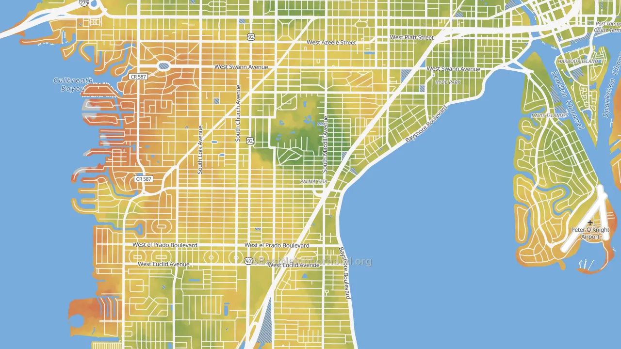 Bike Grade map of Palma Ceia, Tampa, FL