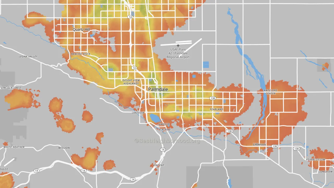 Bike Grade map of Palmdale, CA