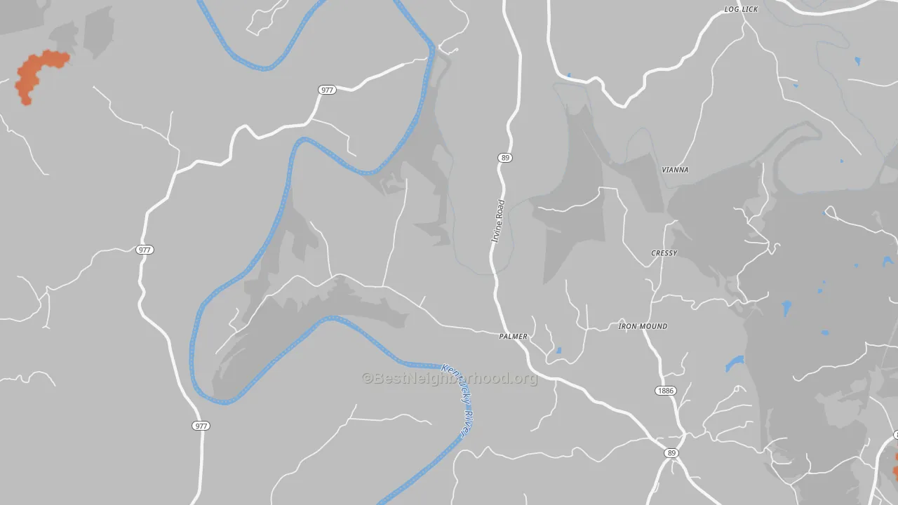 Bike Grade map of Palmer, KY