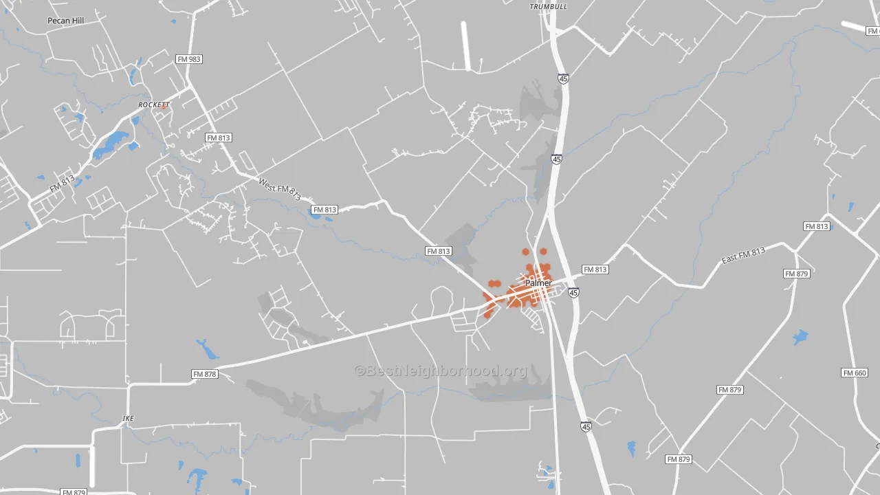 Bike Grade map of Palmer, TX