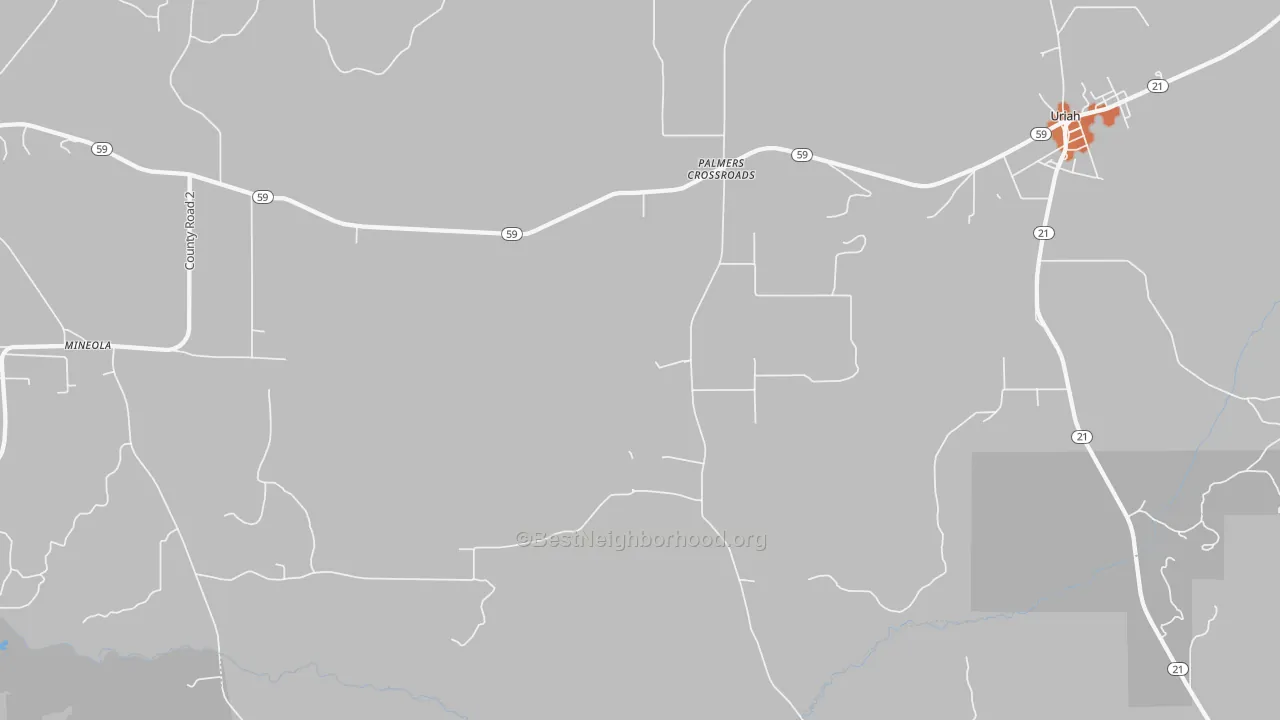 Bike Grade map of Palmers Crossroads, AL