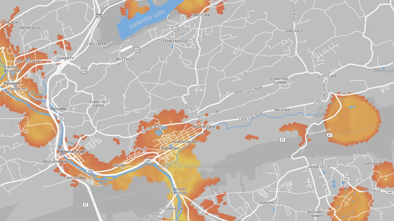 Bike Grade map of Palmerton, PA