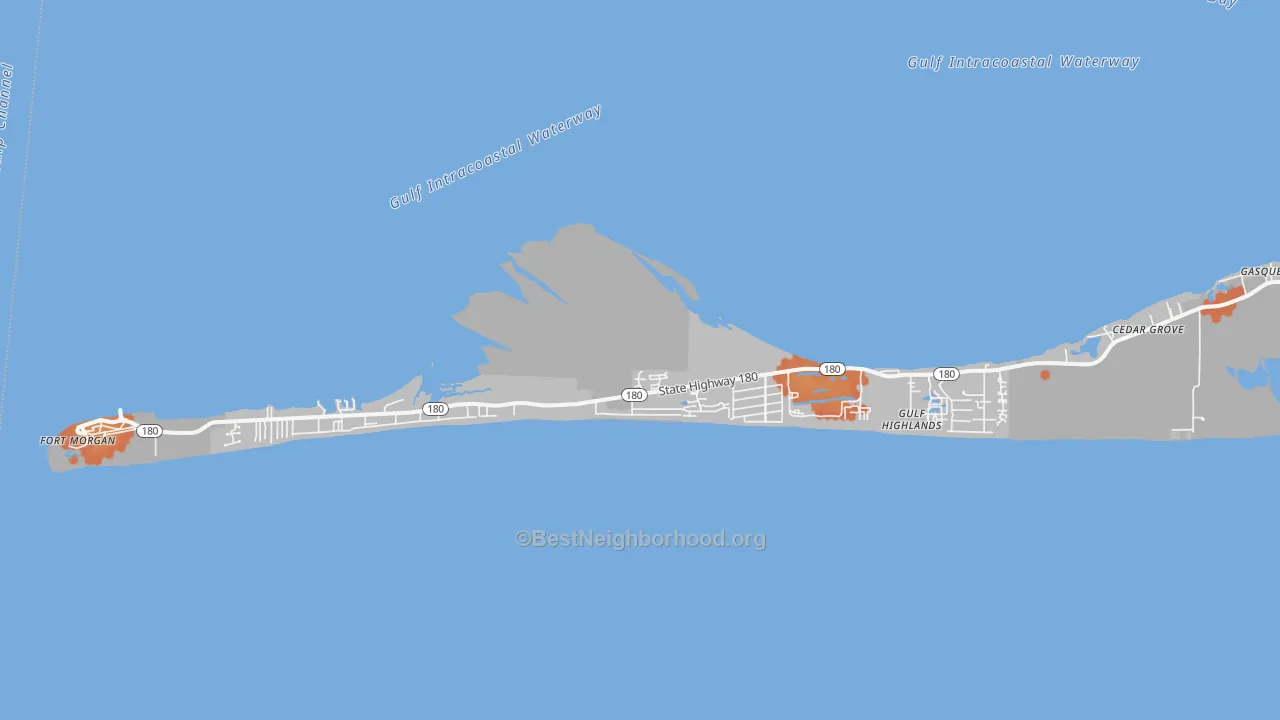Bike Grade map of Palmetto Beach, AL