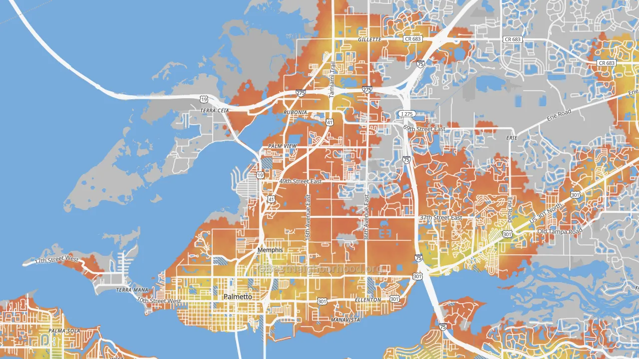 Bike Grade map of Palmetto, FL