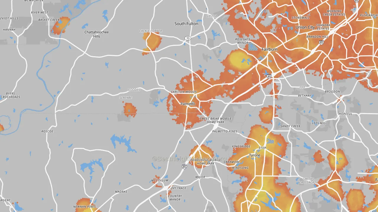 Bike Grade map of Palmetto, GA