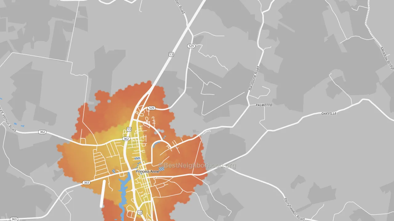 Bike Grade map of Palmetto, MD