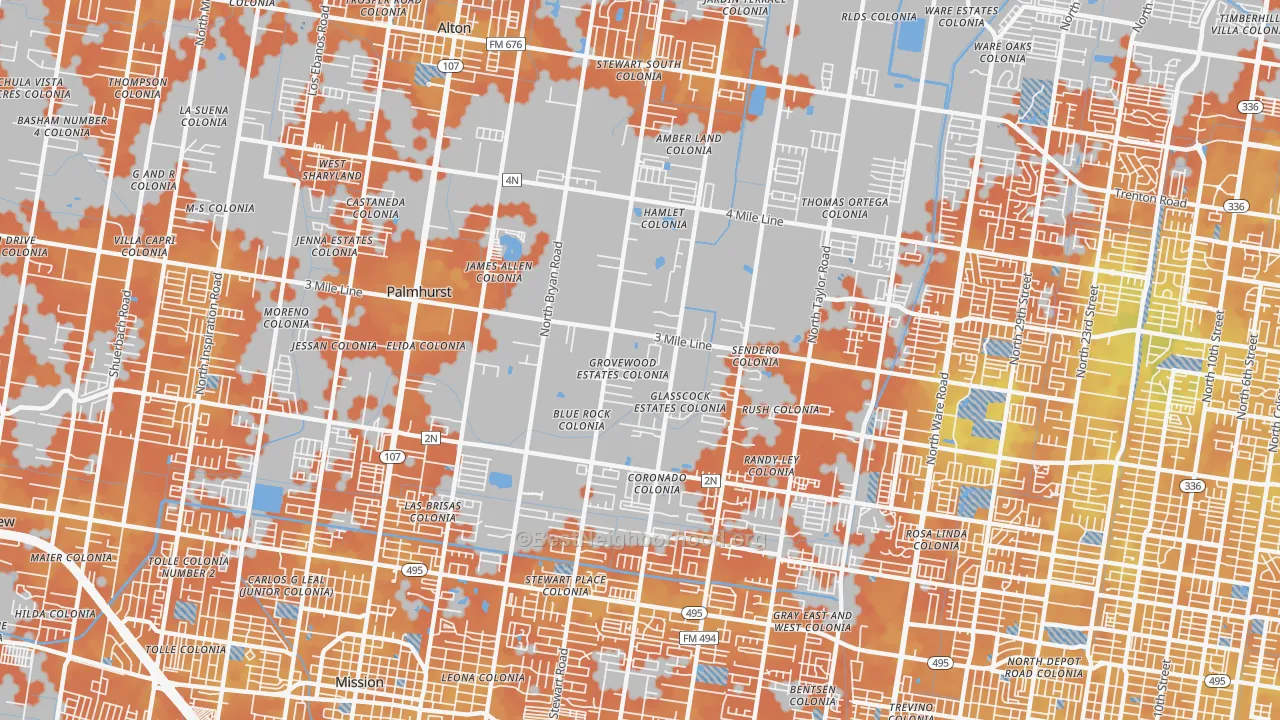 Bike Grade map of Palmhurst, TX