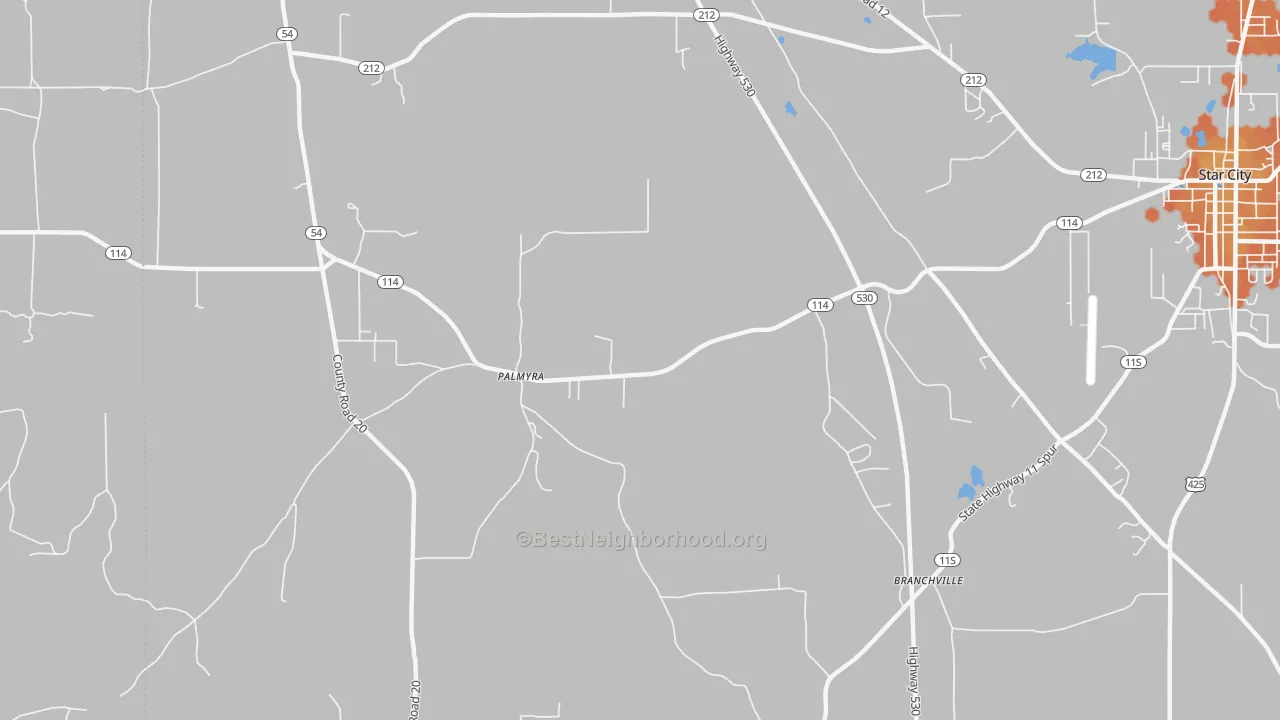 Bike Grade map of Palmyra, AR